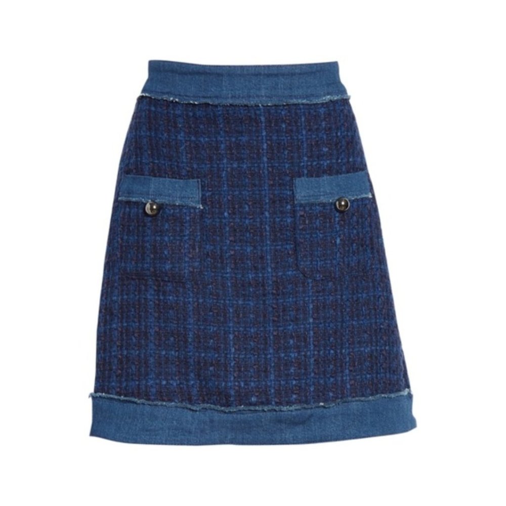 Kate Spade New York Denim Trim Tweed Skirt - Picture 3 of 7